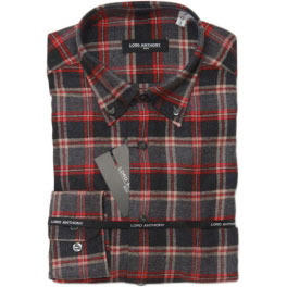Camisa franela hombre LORD ANTHONY cuadros roja y gris oscuro